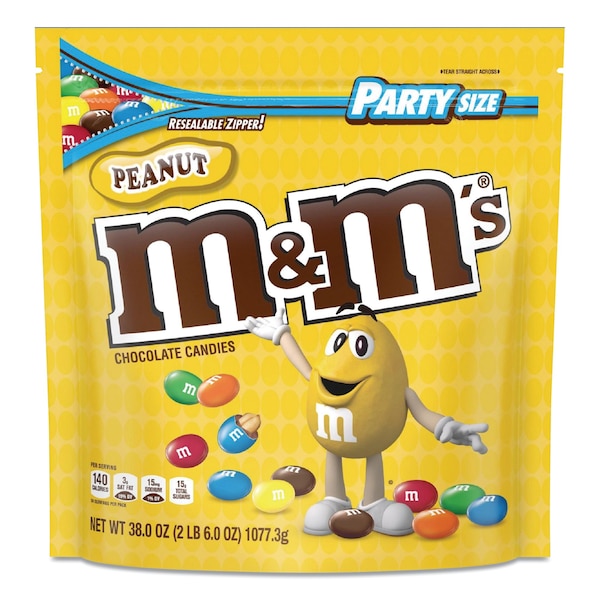 M&Ms Milk Chocolate Candies, Milk Chocolate and Peanuts, 38 oz Bag 55116 - main